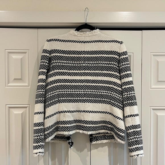 IRO Zlata Striped Cotton Blend Tweed Jacket Ivory - Picture 7 of 8